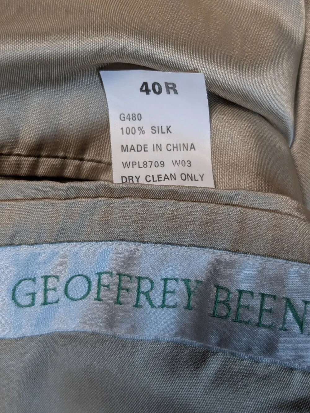 Geoffrey Beene Tan 100% Silk Sport Coat Jacket 3 Button